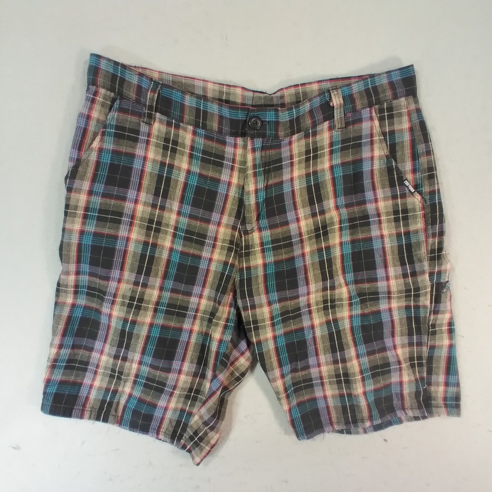 Zoo York Shorts mens 38 x 10 blue plaid lightweight cotton Outdoor beach Bermuda